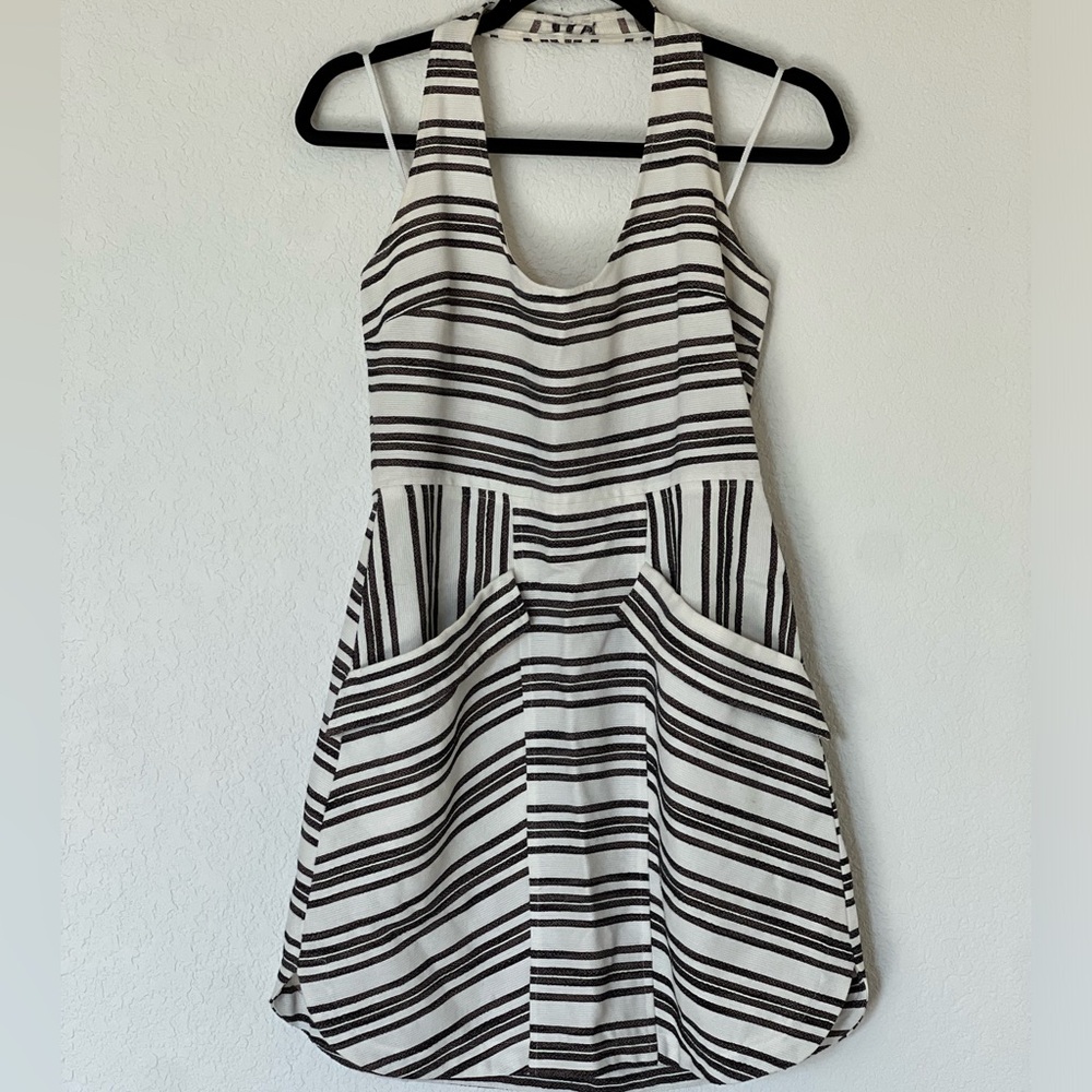 ALC Striped Halter Hudson Dress Black and White